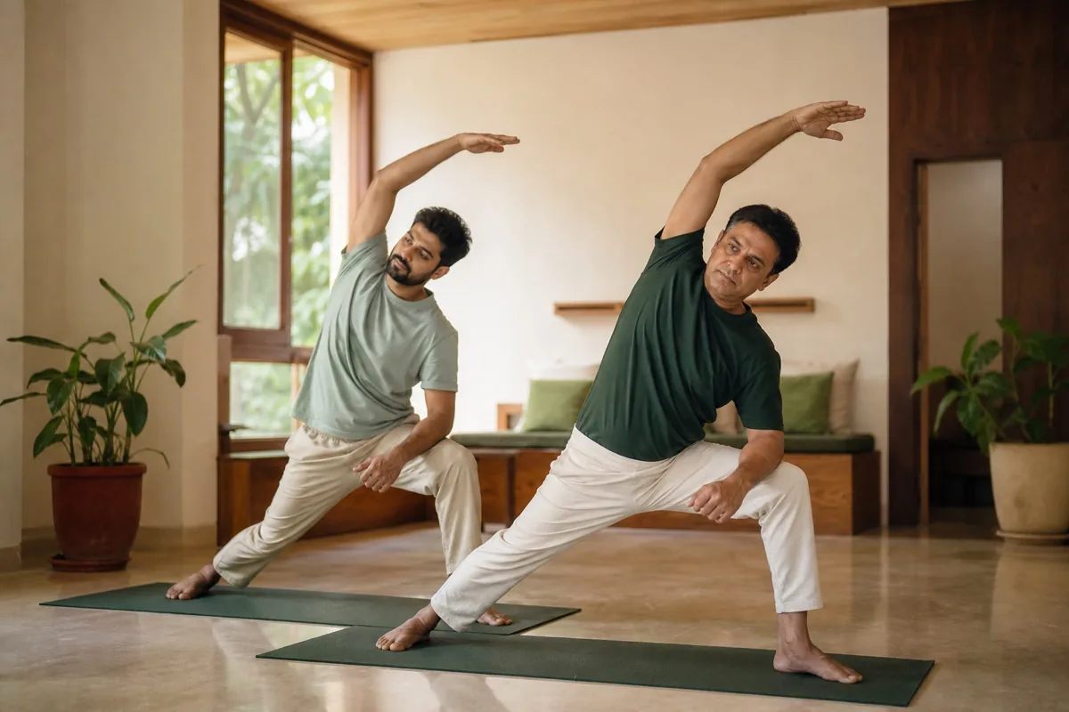 Representative photograph of residents taking part in a morning wellbeing session